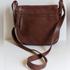 Fossil Saddle Bag Brown Leather Crossbody with Adjustable Strap